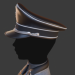 Semi-rigid peaked cap side view