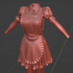 Maid dress with apron bib, clay render